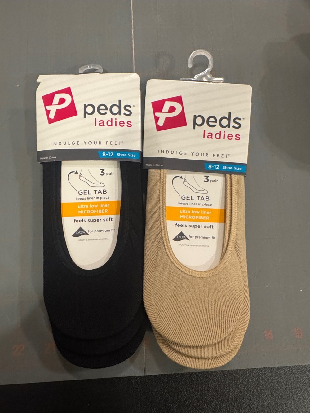 Peds Ladies No-Show Liner Socks - Black & Beige (3 Pair)